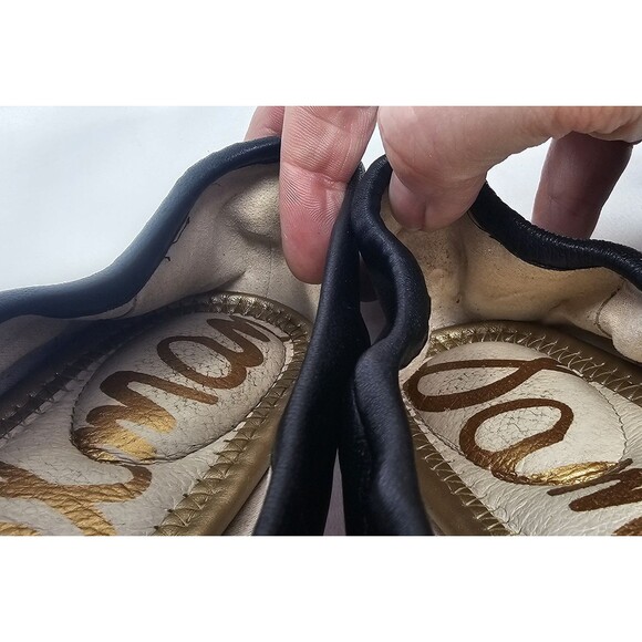 Sam Edelman Felicia Black Leather Ballet Flat Women's Size 7.5M Round Toe Bow - Picture 12 of 12